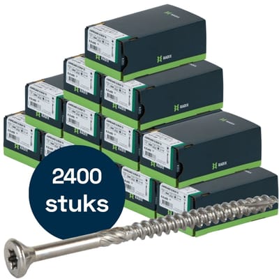 Radix Torx 20 Spaanplaatschroef - Platkop + Snijpunt - 4,0 x 60mm/35 - RVS - Deeldraad (2400 stuks) VOLLE DOOS!