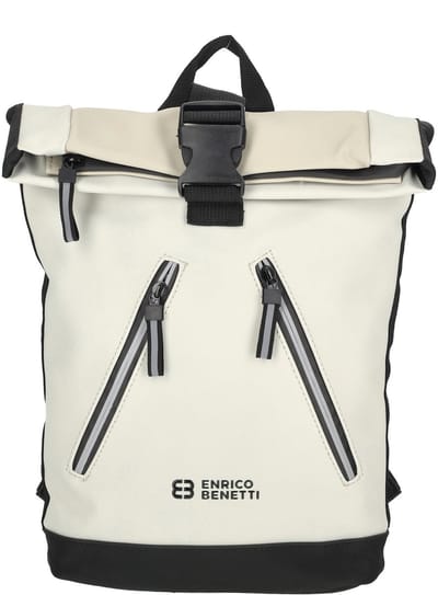 Enrico Benetti Bergen Waterafstotende Rolltoprugzak met Tabletvak - Rugzak 8 Liter - Zwart-Beige