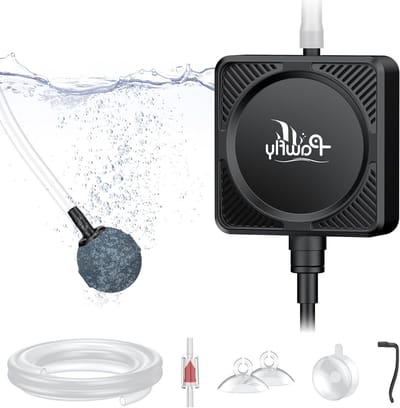 Stille Nano Luchtpomp voor Aquarium, Mini Bubbler met Accessoires, 1.3 W Draagbare Zuurstof Aerator voor Aquaria tot 60 L, 450 ml/min Beluchting
