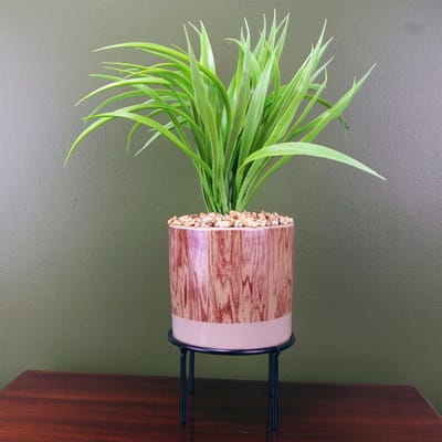 Kunstgrasplant met keramische plantenbak - onderhoudsarm - 1 stuk - 35cm