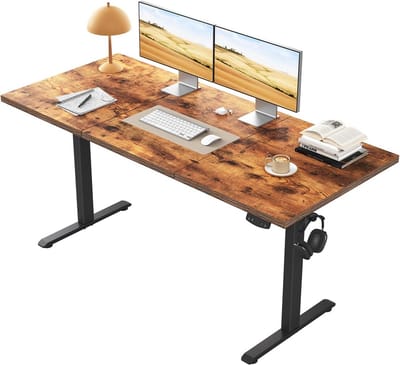 Elektrisch in hoogte verstelbaar bureau met 2 geheugenfuncties, 130x60 cm, bruin