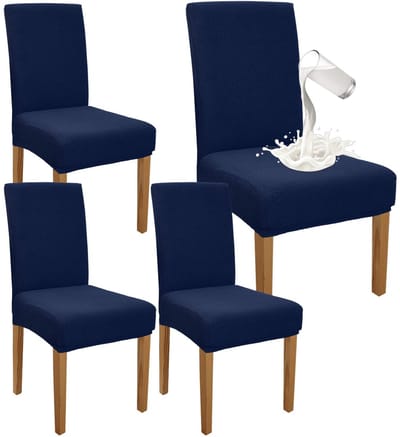 Premium waterdichte eetkamerstoelhoezen, set van 4, stretch hoge achterstoelhoezen, slipcover voor eetkamer, afneembare stoelbescherming voor banket, keuken, feest (set van 4, marineblauw)
