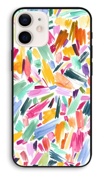 Case Company® - Hoesje geschikt voor iPhone 12 Pro hoesje - Watercolor Brushstrokes - Biologisch Afbreekbaar Telefoonhoesje - Bescherming alle Kanten en Schermrand