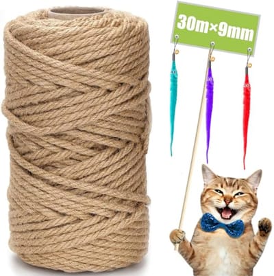 Natuurlijk sisaltouw voor katten - 9 mm x 30 m met kattenspeeltjes