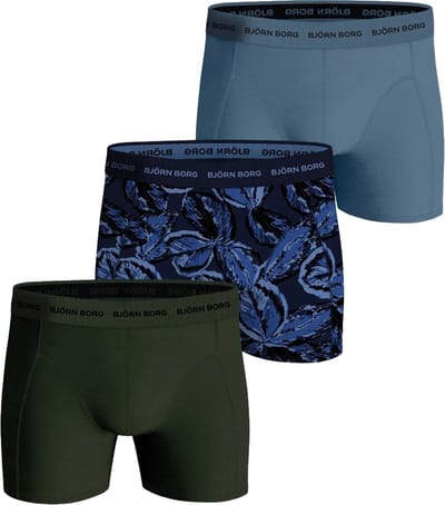 Björn Borg Cotton Stretch Boxershort - Blauw/Groen - 3 stuks - Heren onderbroeken - Boxer - Maat M