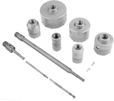 Dailygoods - Betonschroefboor set - 10-delige kernboor set - Geschikt voor beton en stenen - Diverse maten - Handig voor klussen - 35mm tot 110mm