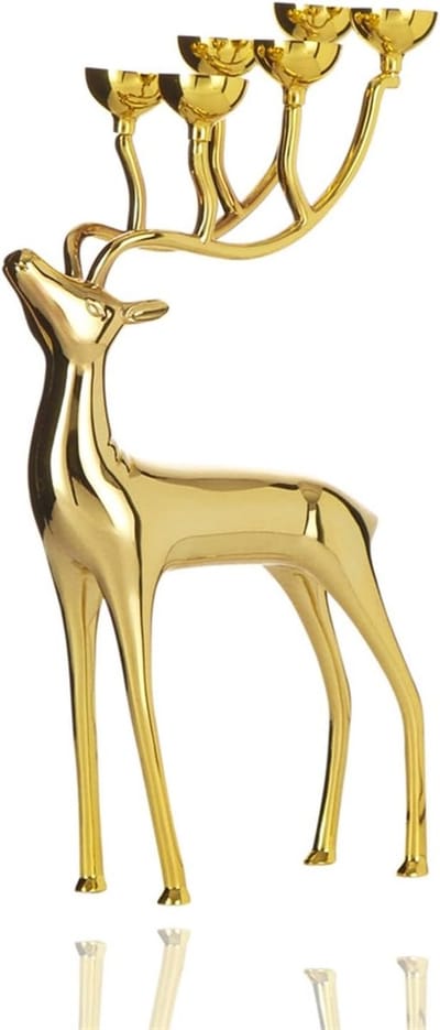 Kandelaar Reekalf - Decoratie Houders - Feestelijke Sfeer - Zeskoppig Ontwerp - 1x1x1 cm - Goud