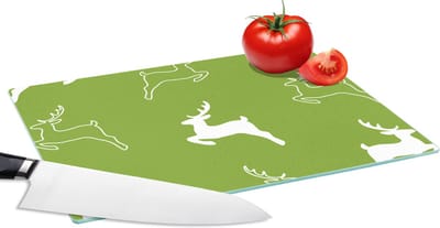 Glazen Snijplank - 28x20 - Hert - Groen - Patronen - Snijplanken Glas