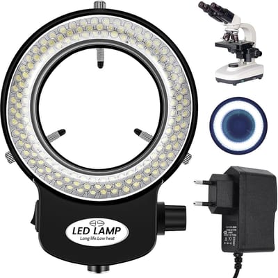 SnelShoppen - 144 LED Microscoop Ringlicht Ringlamp - 0-100% Instelbare Verlichting voor Microscoop - Perfect voor Hobby, Onderzoek, en Educatie
