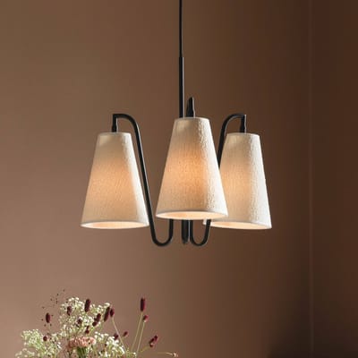 Globen Lighting hanglamp Lou 3 wit bouclé/zwarte stof
