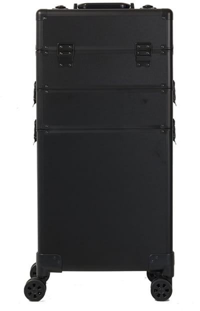 Guardian Beauty Nagel Beautycase met 8 wel - Aluminium - 3-in-1 - Make-up Trolley & Koffer - Cosmetica Organizer - Zwart - Kapper, Make-up, en Tattoo Artiest