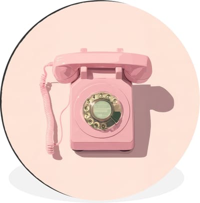 WallCircle - Wandcirkel - Muurcirkel - Draaischijftelefoon - Retro - Roze - Aluminium - Dibond - 30x30 cm - Binnen en Buiten