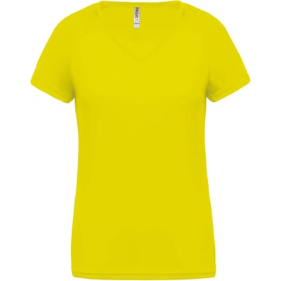 PROACT® Dames sport-t-shirt V-hals PA477 - Fluorescent Yellow - XS