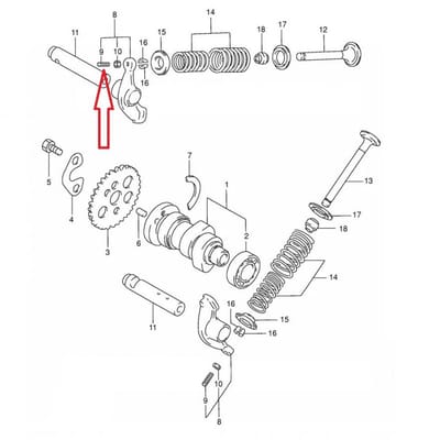 Vis M5x0.5 de culbuteur origine pour scooter Suzuki 125 Burgman 12843-49201
