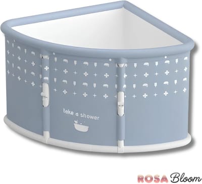 RosaBloom Opvouwbaar Hoekbad voor Volwassenen - Inklapbaar Waaiervormig Zitbad - Compact Douchebad en Ijsbad - Blauw - 73x73x55cm