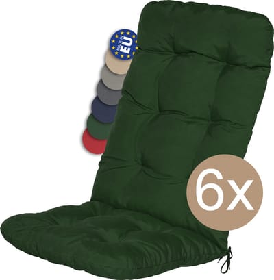 Beautissu Flair HL – Set van 6 Tuinstoelkussens Hoge Rug – 120x50 cm – Groen – Tuinkussen in Matraskussen Kwaliteit