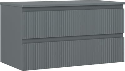 Mexen Rivel badkamerkastje onder wastafel 90 cm met blad, 2 laden, gegroefd, grafiet mat - 91A20-09047-2-BFFC66