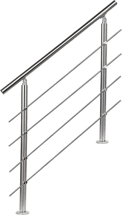 RVS Trapleuning 80 cm met 4 Dwarsliggers - Stevig en Veilig voor Binnen en Buiten