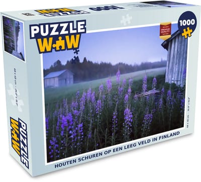 Puzzel Houten schuren op een leeg veld in Finland - Legpuzzel - Puzzel 1000 stukjes volwassenen