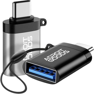 AdroitGoods USB C naar USB A OTG Adapter - 2 stuks - USB C Male naar USB 3.0 Female Adapter Mobiele Telefoon OTG Adapter Compatibel met MacBook Pro/Air iPad Pro/Mini Galaxy Huawei - Grijs & Zwart