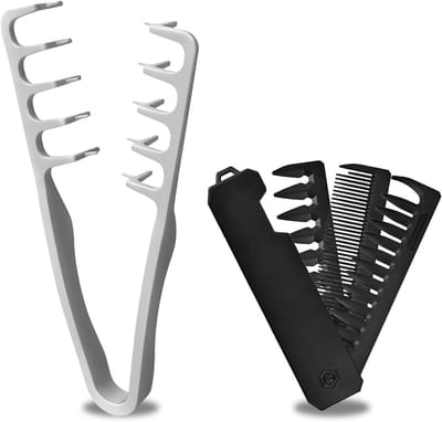 2 Stuks Vouwbare Kam voor Mannen met Brede en Fijne Tanden, Antislip Handvat, Ideaal voor Reis en Haarstyling, Duurzaam ABS Kunststof