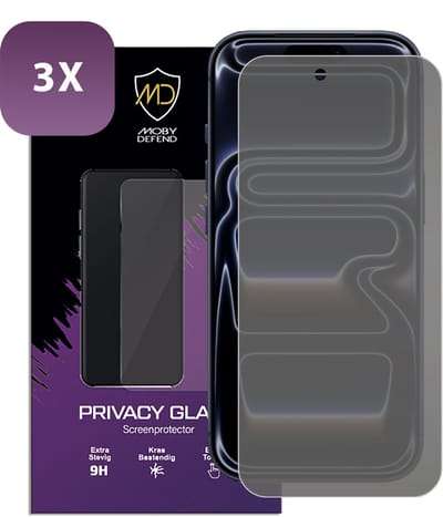 3-Pack MobyDefend Screenprotectors - Geschikt voor iPhone 17 Pro - HD Privacy Glass Screensavers