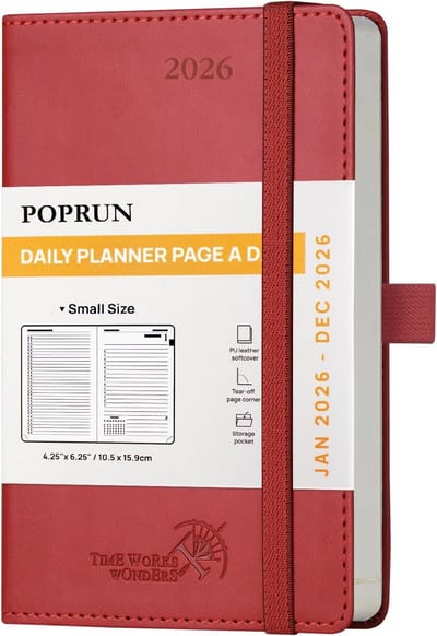 A6 Pocket Dagplanner 2026 - Dagboek met Afsprakenplanner per Uur - Softcover