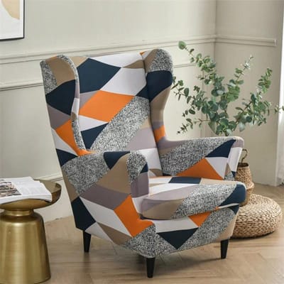 Bloemen bedrukte vleugelstoelhoes Stretch Spandex fauteuilhoezen Nordic verwijderbare relaxbankhoezen met zitkussenhoezen