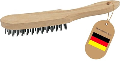 Staalborstel I 2-rijig I 27 cm lang I met houten handvat I remklauwborstel roosterborstel krasborstel metaalborstel handstaalborstel hoeklasborstel staalborstel