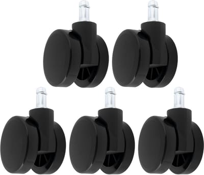 Zachte Rand Zwenkwielen - Stoelwielen Bureauwielen - Vloeren Beschermen - Set van 5 stuks - 60 mm diameter - Zwart