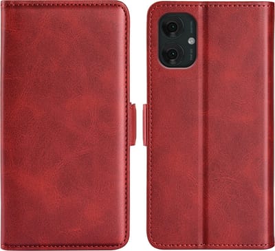 MobyDefend Hoesje - Geschikt voor Motorola Moto G55 - Luxe Wallet Book Case (Sluiting Zijkant) - Rood
