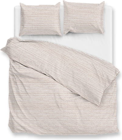 Zohome Striscia Dekbedovertrek - Lits-jumeaux - 240x200/220 cm - Cream-Tan
