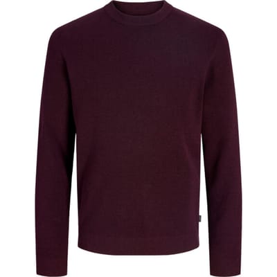JACK & JONES Milano stitch knit crew neck regular fit - heren pullover katoen met O-hals - bruin (bitter chocolate melange)