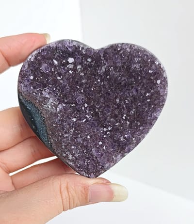 ThaleiaDesign - Amethist hart met agaat - Edelstenen en Mineralen - amethist - Spiritualiteit - Woondecoratie - valentijn - liefde - cadeau - cadeautje vrouw - moederdag cadeau