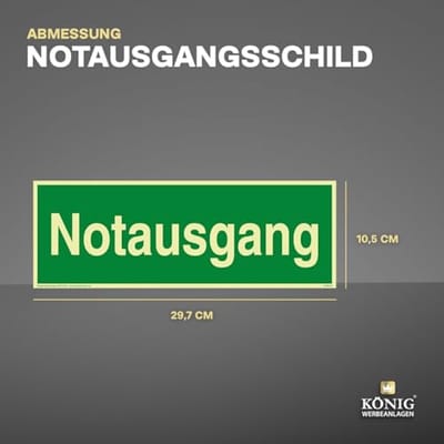 Oplichtend nooduitgangsbord | Extra lange zelfklevende PVC | 297 x 105 mm | Veiligheidsbord conform BGV A 8