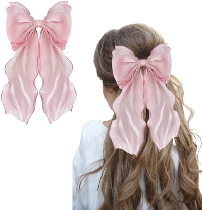 Grote Haarstrik voor Vrouwen en Meisjes, Elegante Haaraccessoires, Perfect voor Feestjes en Dagelijks Gebruik (Roze)
