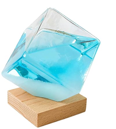 Weersvoorspeller Glas - Stormglas Barometer - Weer Observeren - Geometrisch Ambacht - 11 x 11 cm - Blauw