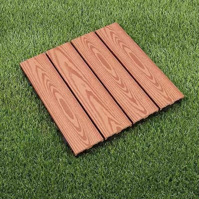 Houten Vloertegels - Terrastegels Composiet - Buiten Vloeren - In elkaar grijpend Systeem - 14 stuks - Houtkleur