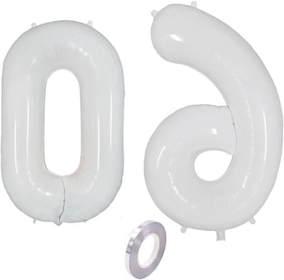 Grote witte helium ballonnen voor 60e verjaardag, feestdecoratie voor mannen en vrouwen, opblaasbare cijfers 60