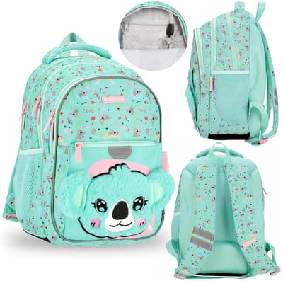 Koala Turquoise School Tas rugzak voor schoolmeisjes met reflectoren Basisschool rugtas 40x29x20cm, 23 l
