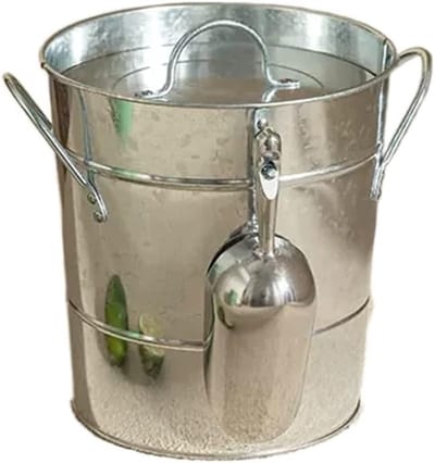 Dubbelwandige ijsemmer - Geïsoleerde koeler - Dranken koelen - Met deksel en schep - 35 liter - Zilver