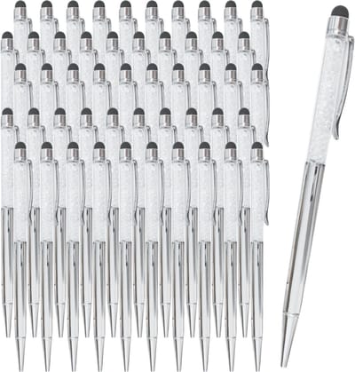 25 Swarovski Stijl Pennen - Zilverkleurig - Balpen - Pen met diamanten - draaipennen - metaal