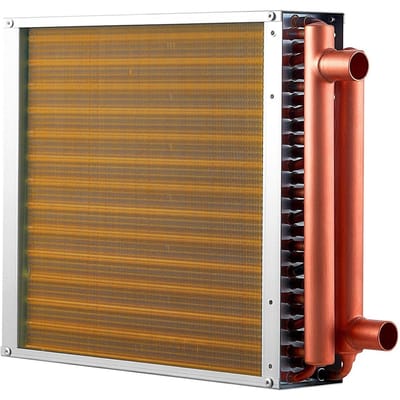Water-lucht warmtewisselaar, 356 x 356 mm Warmtewisselaarcoil met vinnen voor HVAC met Koperen Buisjes & Aluminium Vinnen, 65K BTU Output voor Buitenhout