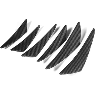 6 stks Koolstofvezel Textuur Auto Bumper Fin Canard Splitter Diffuser Valentie Spoiler Lip black