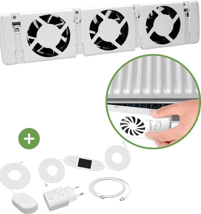 Radiator Ventilator Voor Sneller Verwarmen Van Kamers - Bespaar op je Energierekening - Geruisloos - Verwarming Ventilatie - 1 Stuk - Universeel Verstelbaar - Geschikt voor elke Radiator / Convector