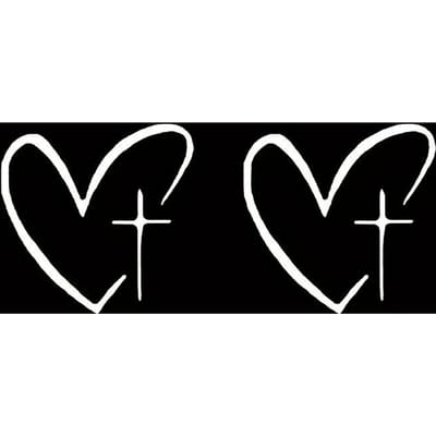 2 Stuks Hart Kruis Auto Spiegel Sticker Vinyl Waterdicht Christelijk Geloof Decoratieve Auto Sticker