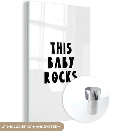 MuchoWow® Glasschilderij 120x180 cm - Schilderij acrylglas - Quotes - This baby rocks - Baby - Kinderen - Spreuken - Foto op glas - Schilderijen