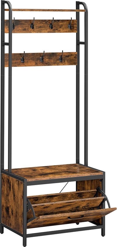 Homesy Kapstok – Met schoenenkast vintage bruin –zwart
