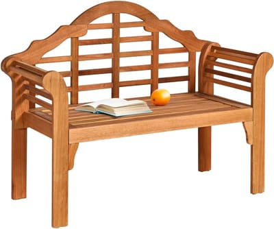 KOMFOTTEU 2-zits tuinbank, inklapbaar, zitbank, houten bank, houten bank met armleuningen en rugleuning, max. 360 kg belastbaar, friezenbank voor tuin, terras, balkon