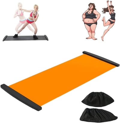 Slideboard met eindstoppers Extreme Slideboard Schuifschoenen Schoenovertrek Afslank Oefening Gids Mat Been Pot Training Fitness en Atletiek 200 * 50 cm, oranje